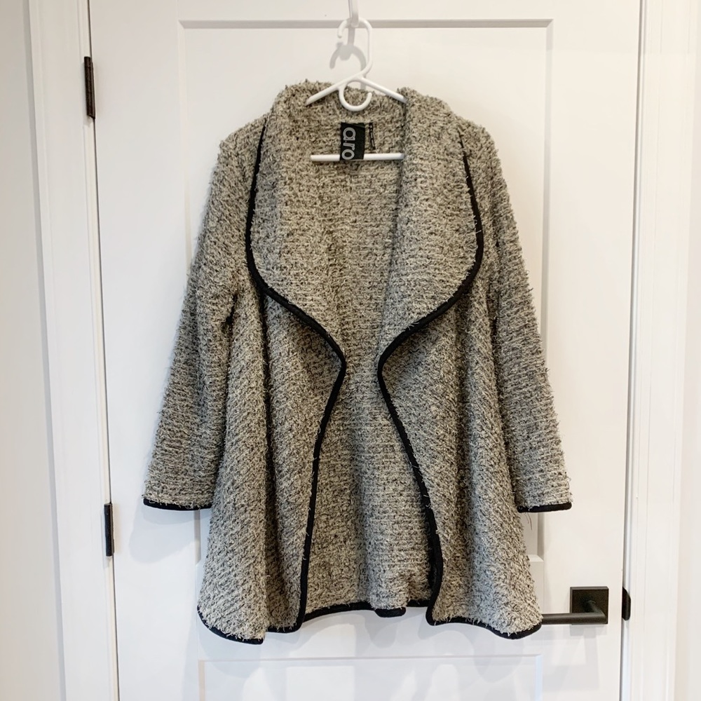 a+ro Shaggy Drape Open Front Waterfall Jacket Coat